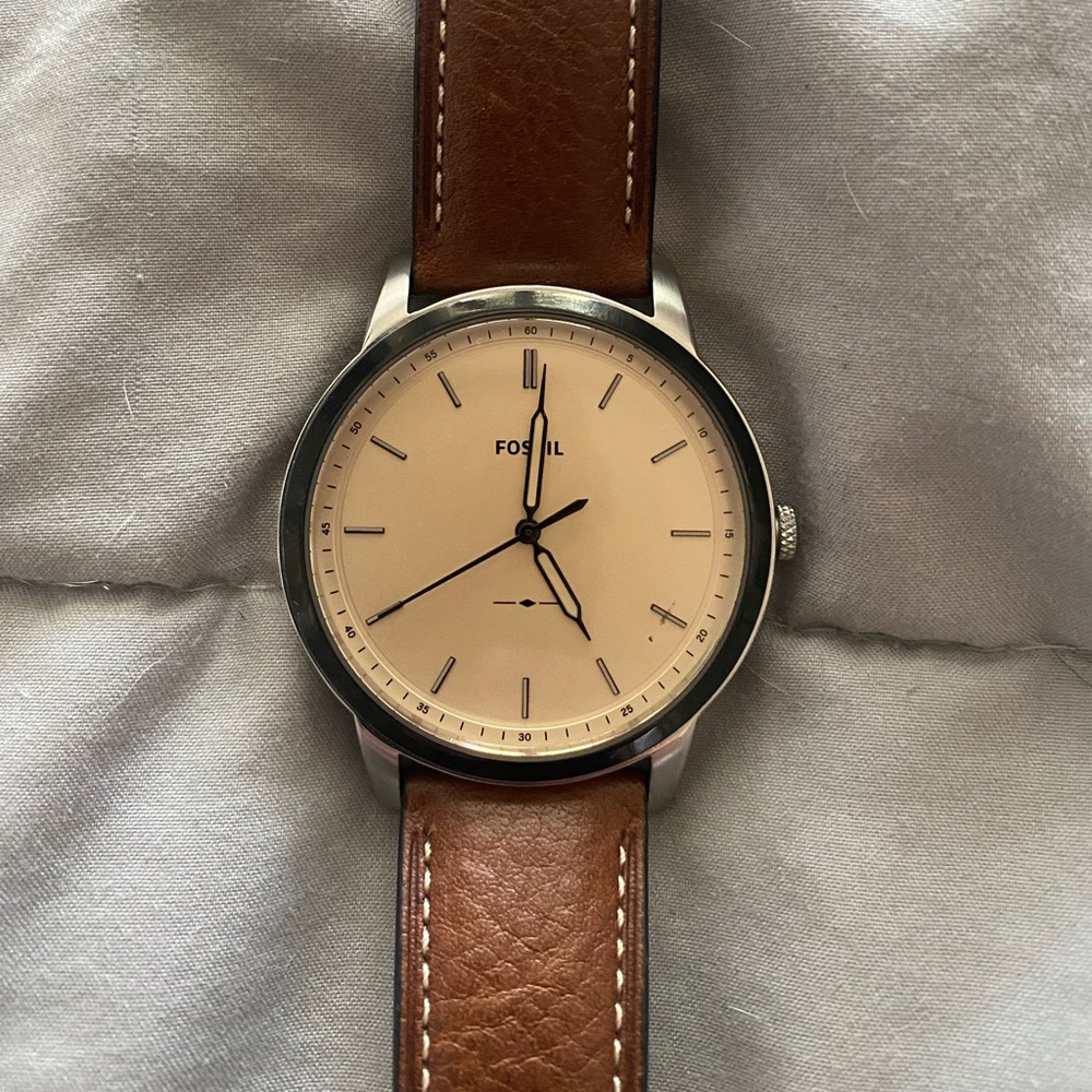 Mens Fossil The Minimalist Brown Leather Watch